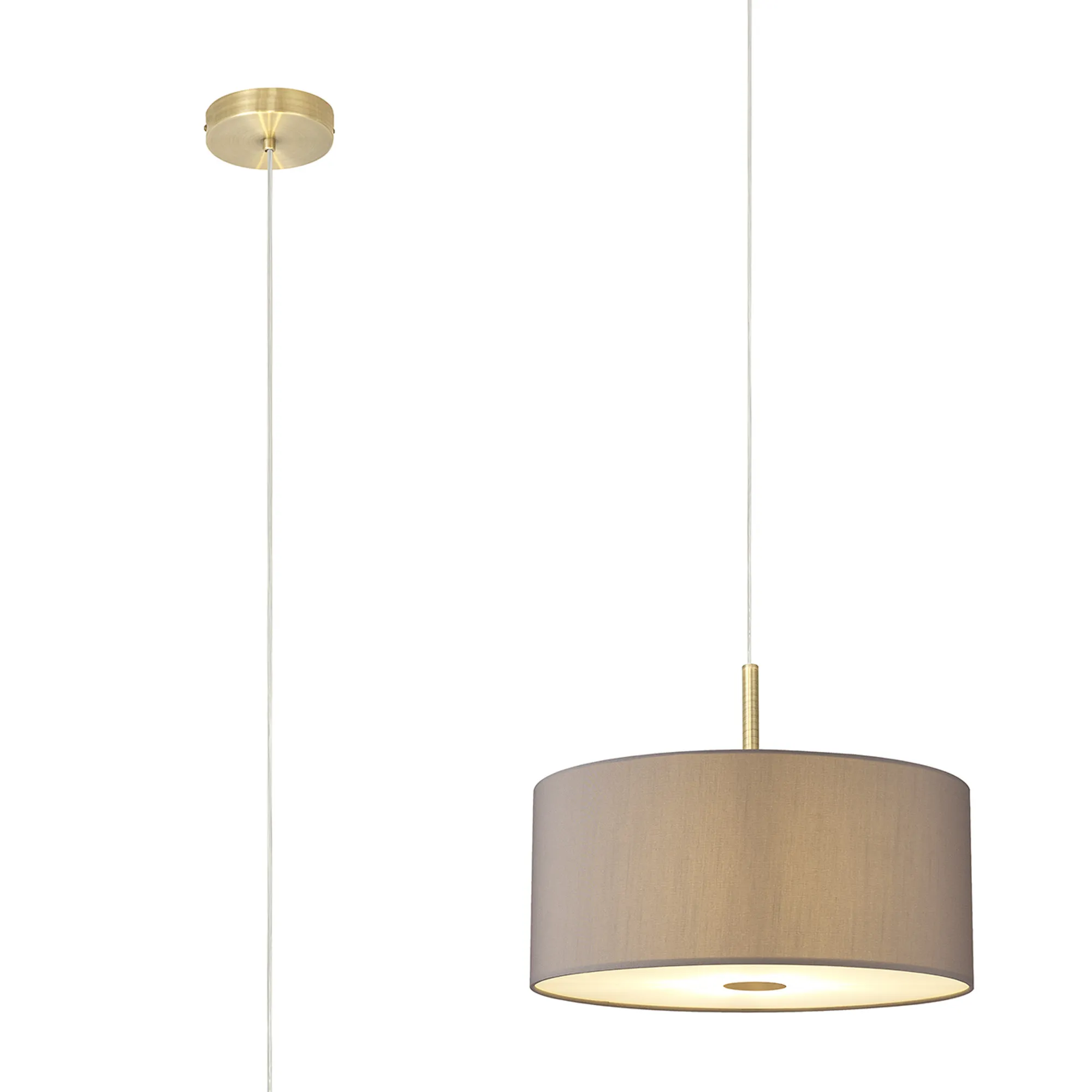Baymont 40cm 3 Light Pendant Antique Brass, Grey, Frosted Diffuser DK0402  Deco Baymont AB GR